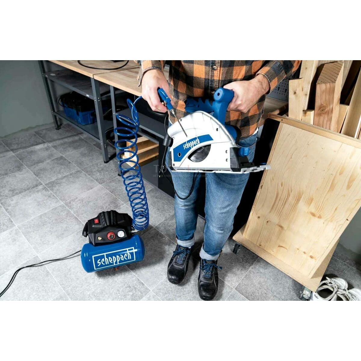 Kompresor Zraka Scheppach HC06 Vodoravno 1200 W 6 L - Image 7