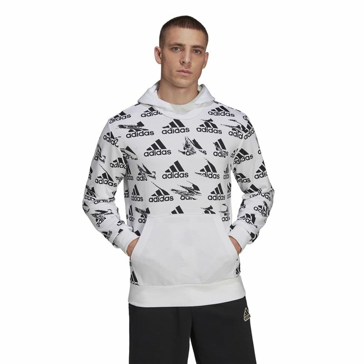 Sudadera con Capucha Hombre Adidas Essentials Brandlove Blanco - Image 2