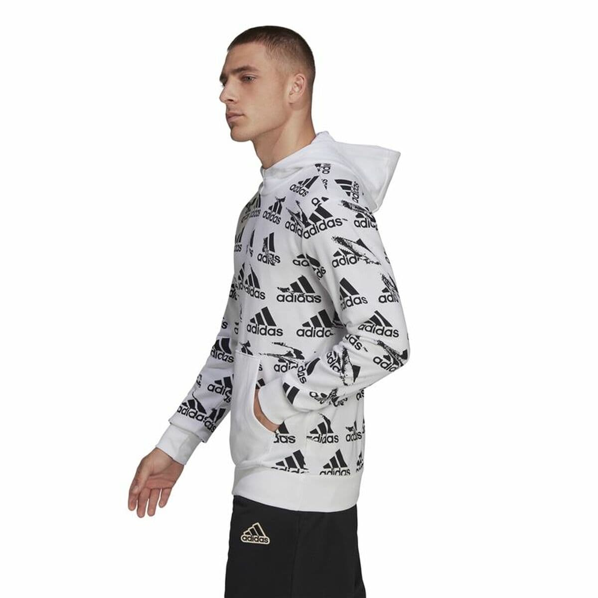 Sudadera con Capucha Hombre Adidas Essentials Brandlove Blanco - Image 4