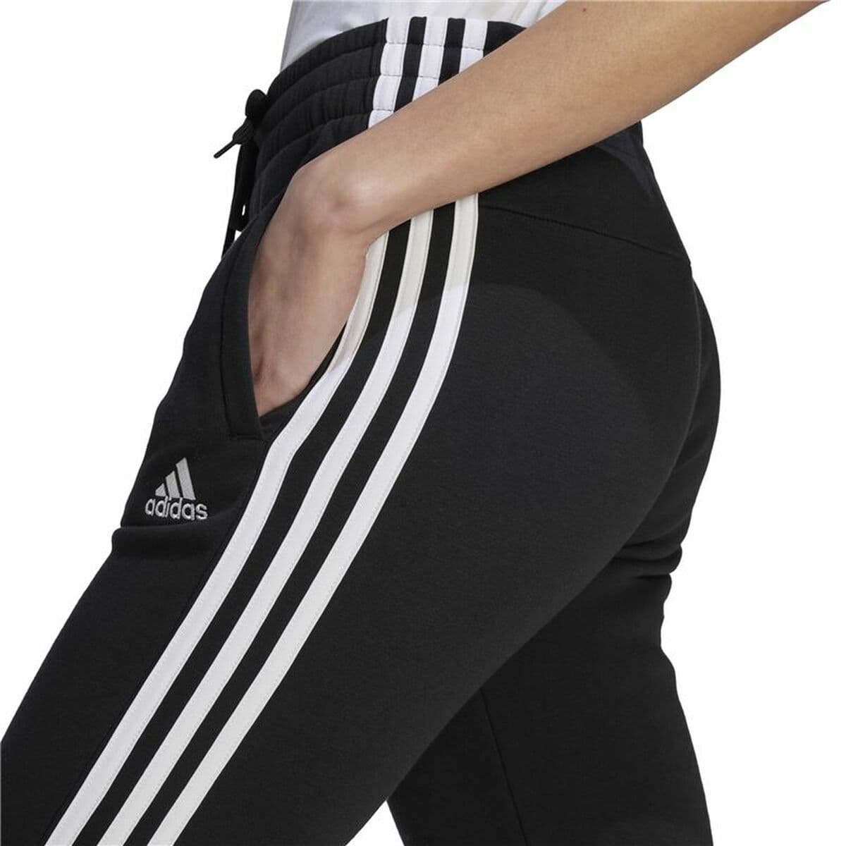 Pantalón Largo Deportivo Adidas 3S Fl C Pt Negro Mujer - Image 5