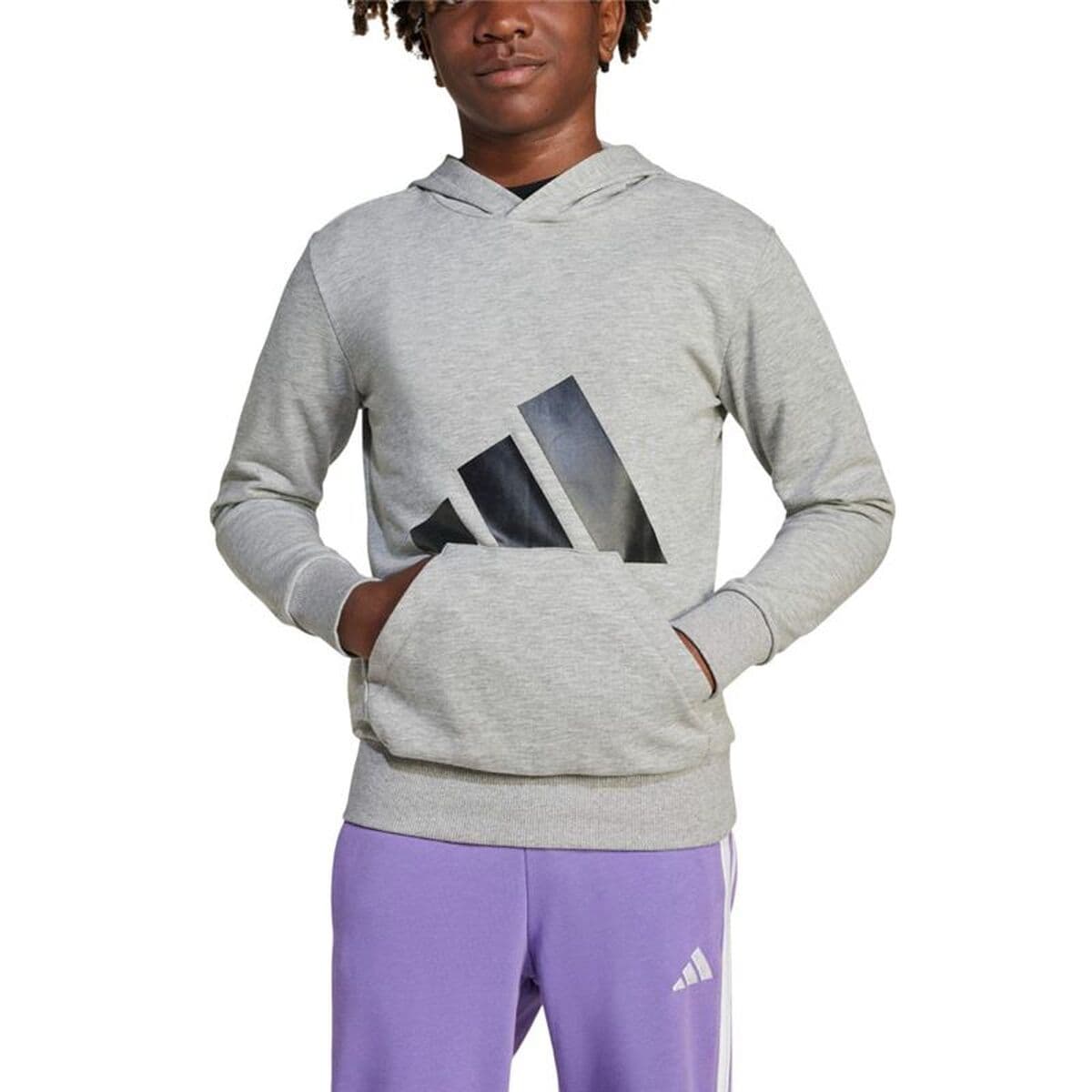 Sudadera con Capucha Niña Adidas Big Logo French Terry Hd Gris claro - Image 3