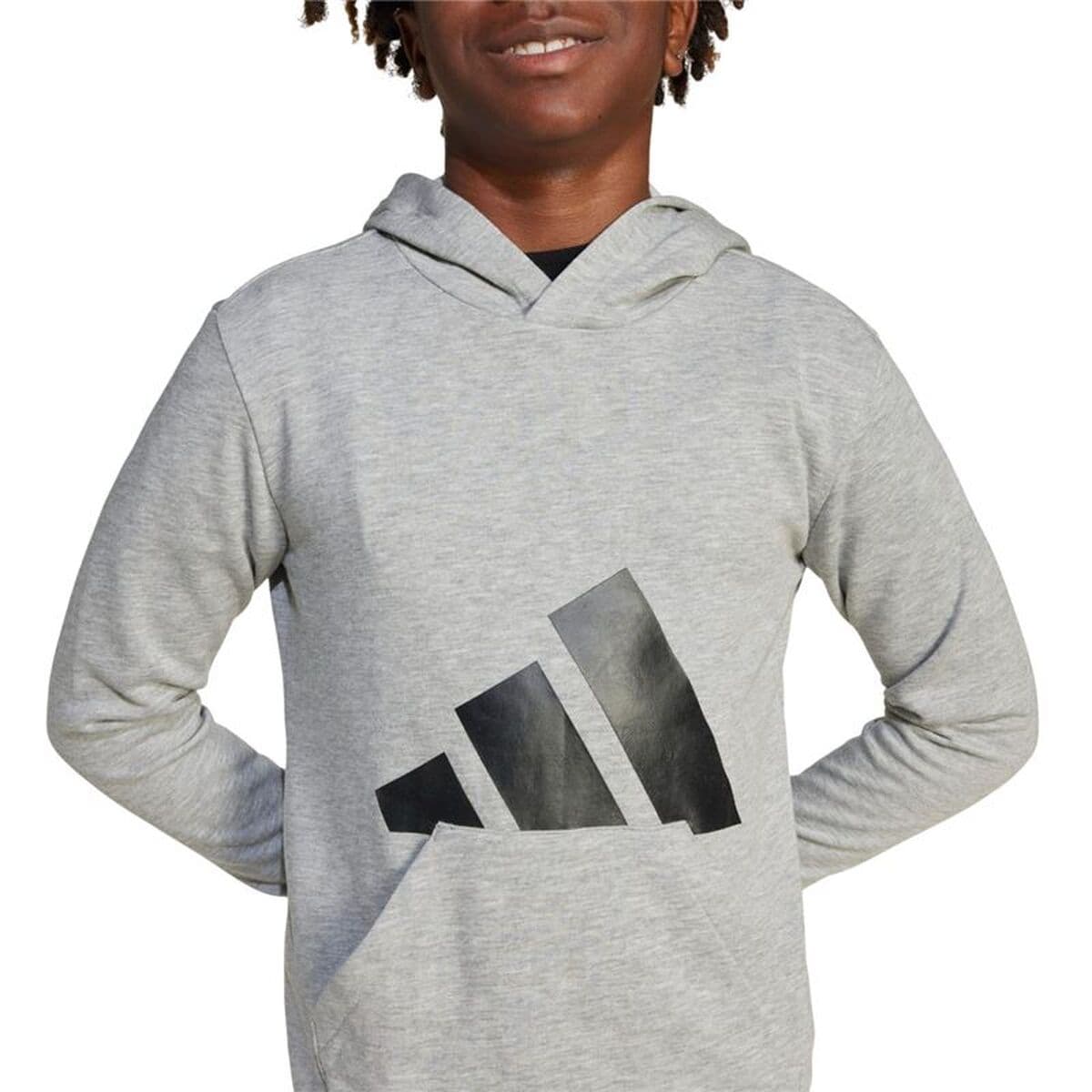Sudadera con Capucha Niña Adidas Big Logo French Terry Hd Gris claro - Image 5