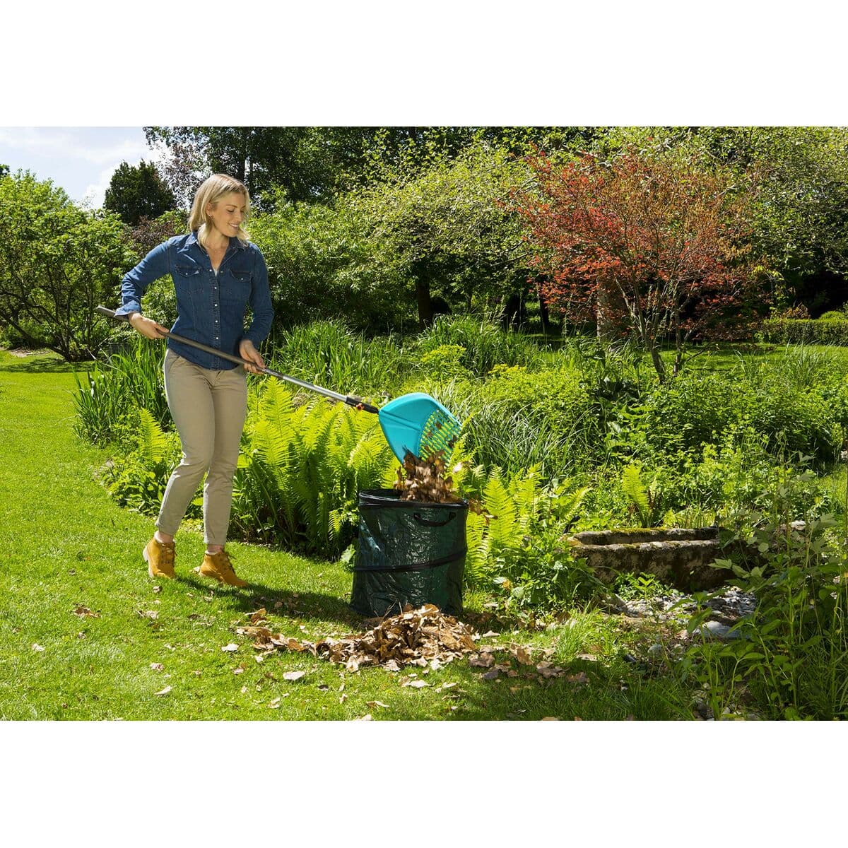 Rake for Collecting Leaves Gardena Combisystem 3-in-1 Turquoise - Image 4