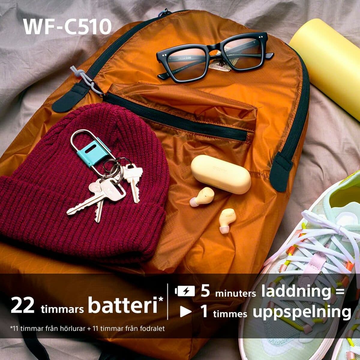 Bevielės ausinės su krovimo dėklu Sony WF-C510 Juoda - Image 29