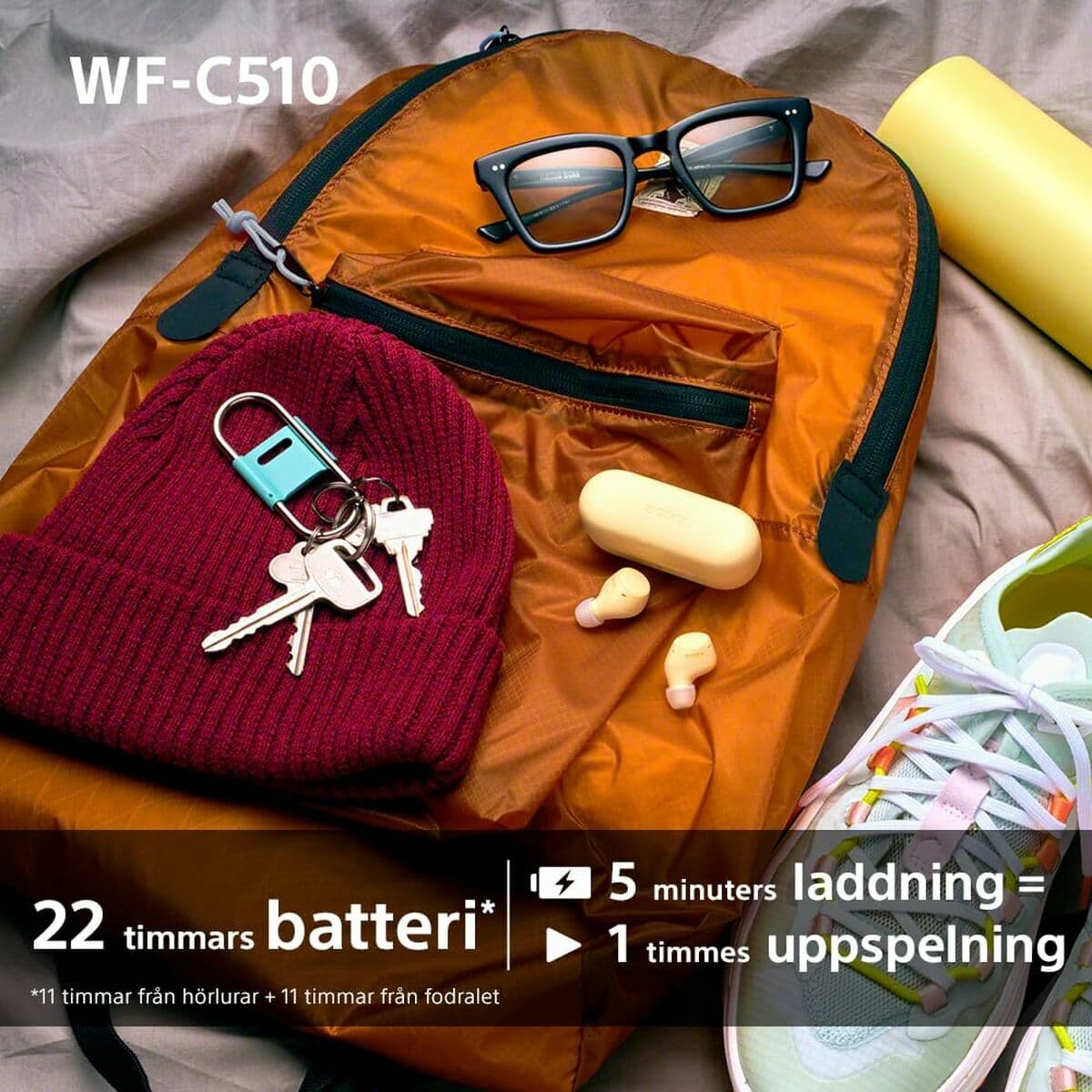 Bevielės ausinės su krovimo dėklu Sony WF-C510 Juoda - Image 47