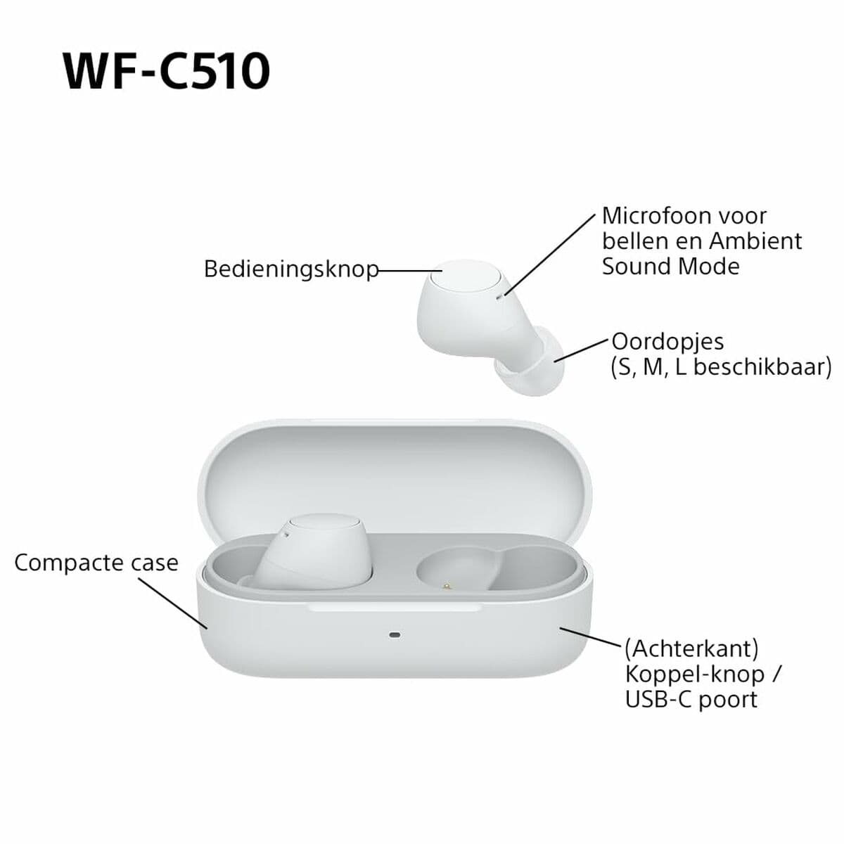 Oreillette Bluetooth Sony WFC510W.CE7 Blanc - Image 12