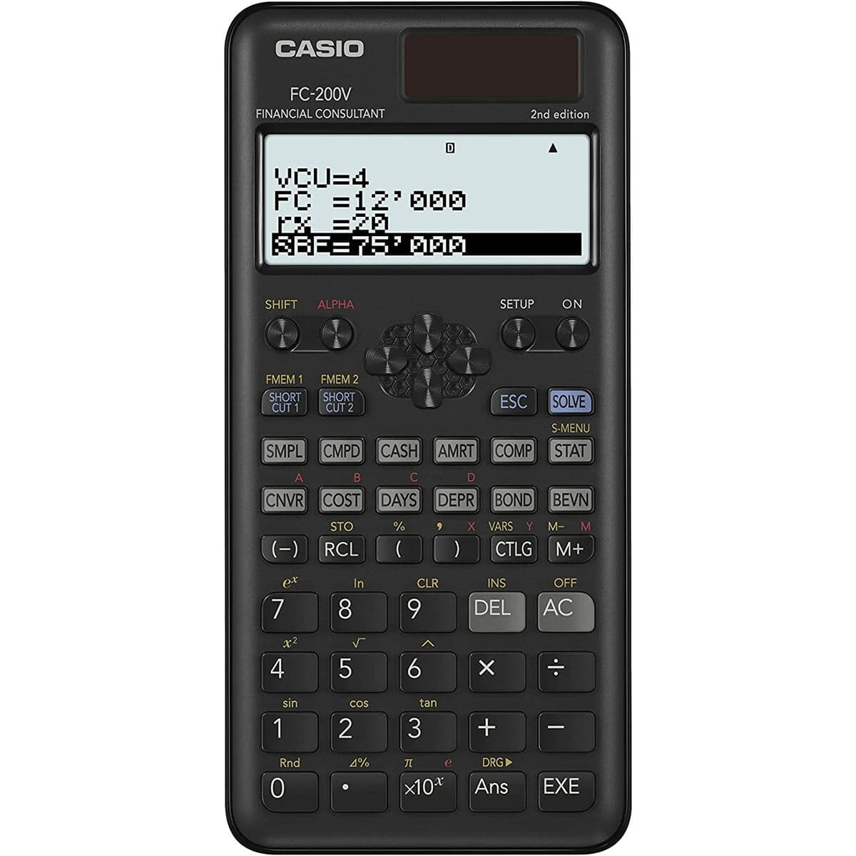Calculadora Casio FC-200V-2-W-ET Negro Plástico 16,2 x 7,7 x 1,1 cm