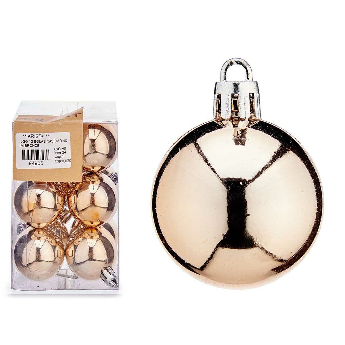 Zestaw bombek choinkowych Krist+ 00480-6 Brąz PVC Ø 4 cm (12 Sztuk) - Image 2