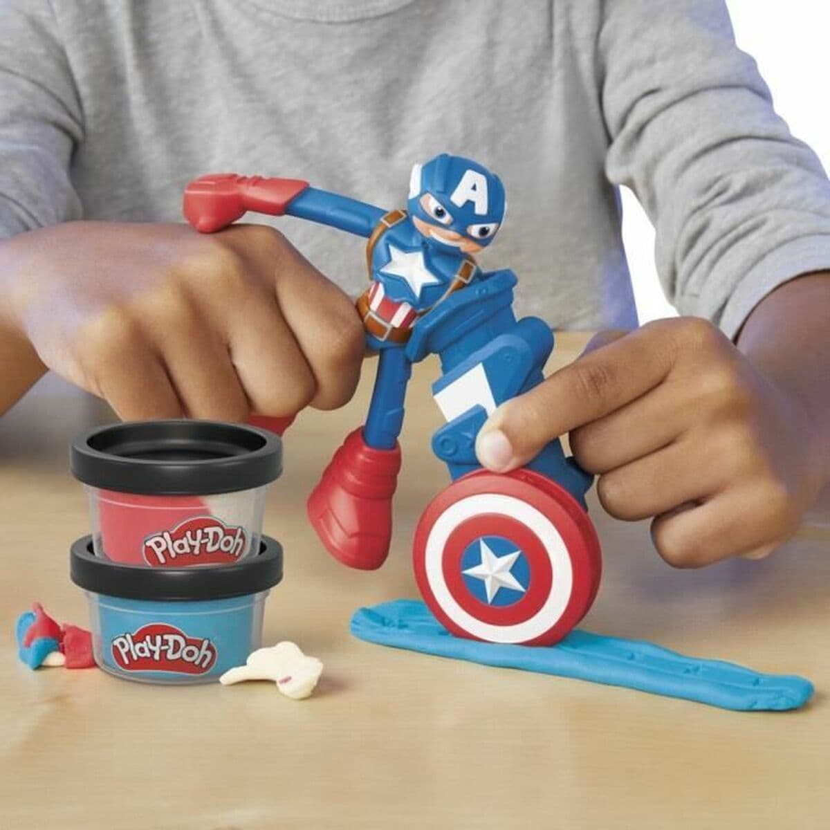 Jogo de Plasticina Play-Doh Capitán América Set Stamper Shield Multicolor - Image 4