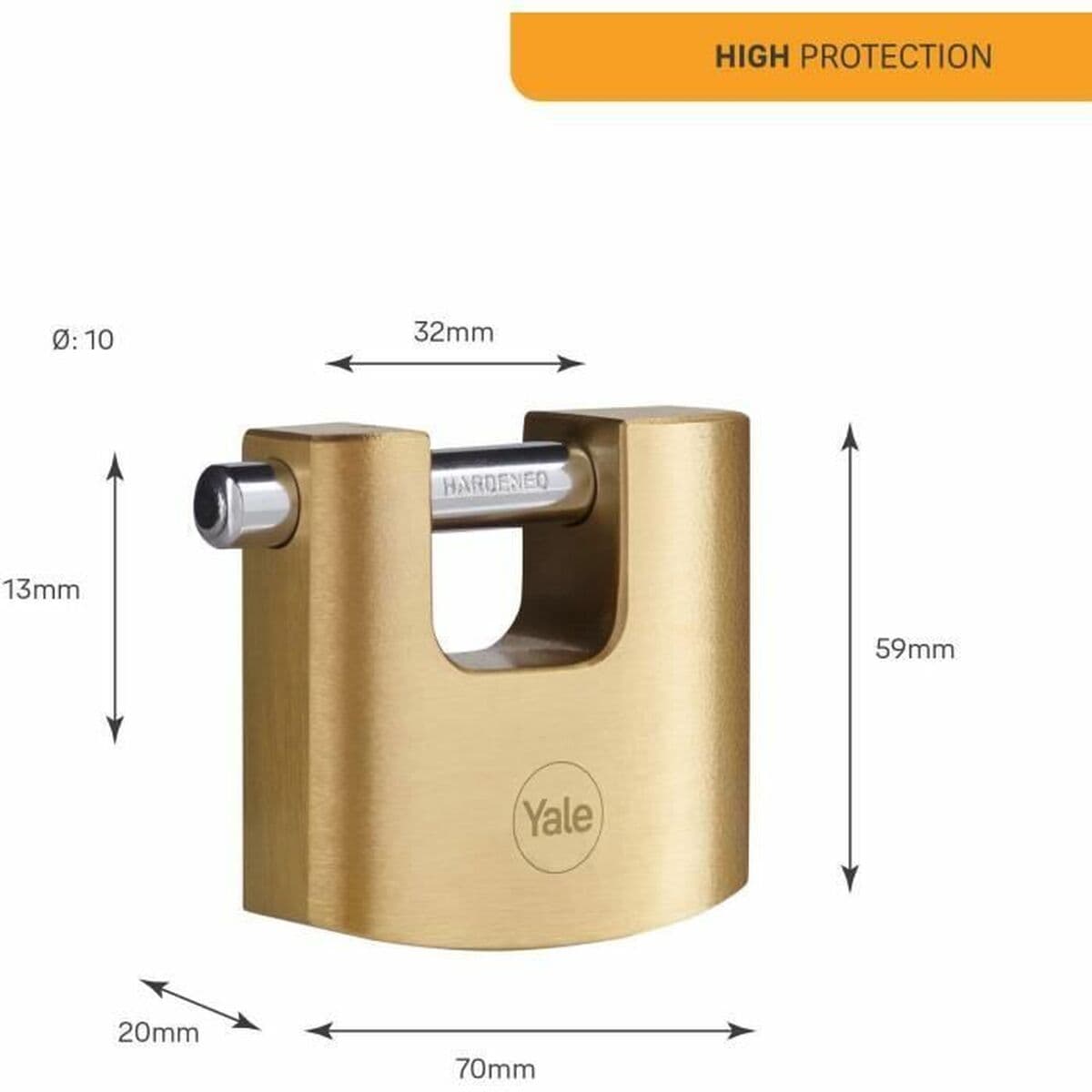 Zamek na klucz Yale Prostokątny Złoty - Image 5