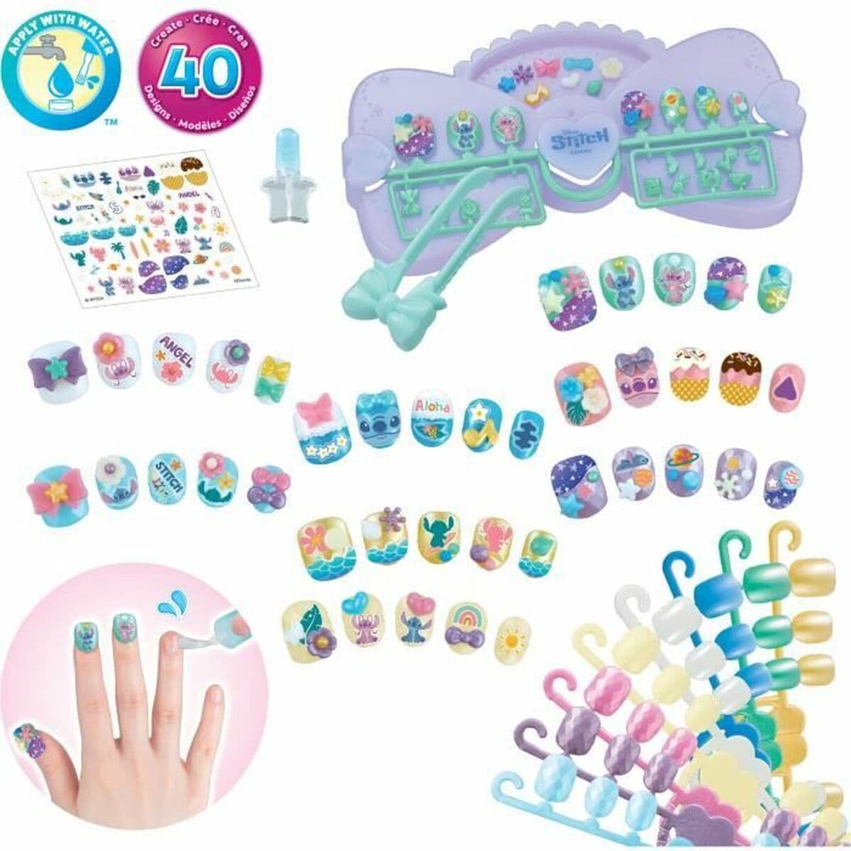 Manikiūro rinkinys Aquabeads Nail Studio Stitch Spalvotas 40 Dalys - Image 2