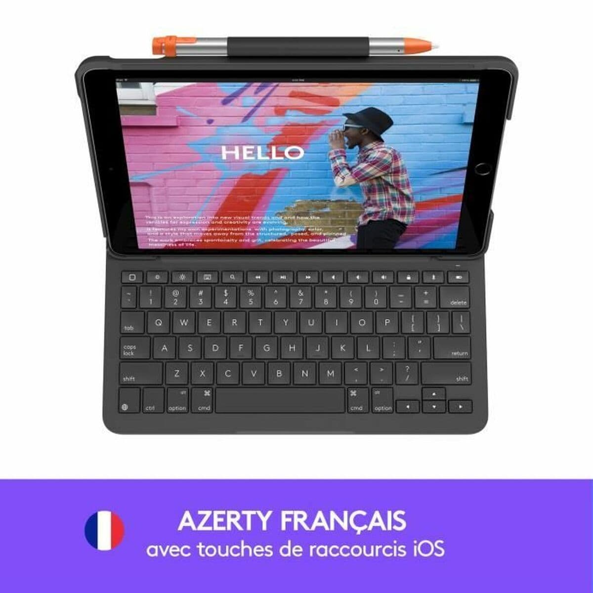 Planšetės dėklas Logitech Slim Folio Grafito AZERTY - Image 2