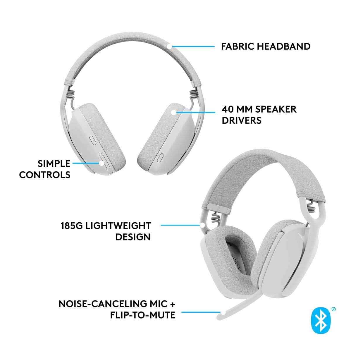 Casques avec Microphone Logitech Blanc - Image 2