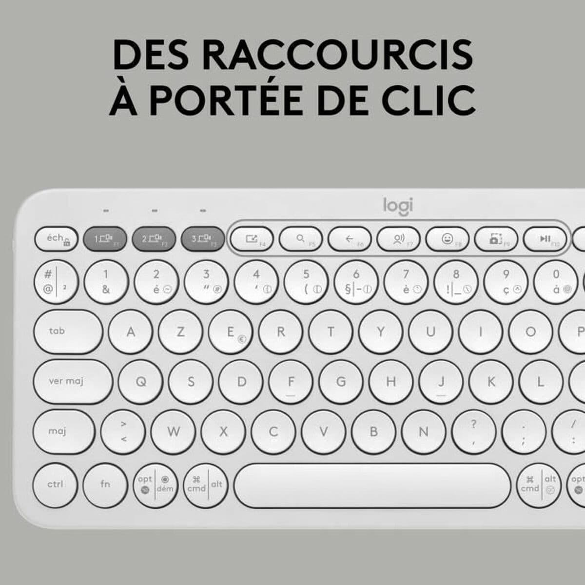 Teclado Bluetooth con Soporte para Tablet Logitech K380 Francés Blanco AZERTY - Image 4