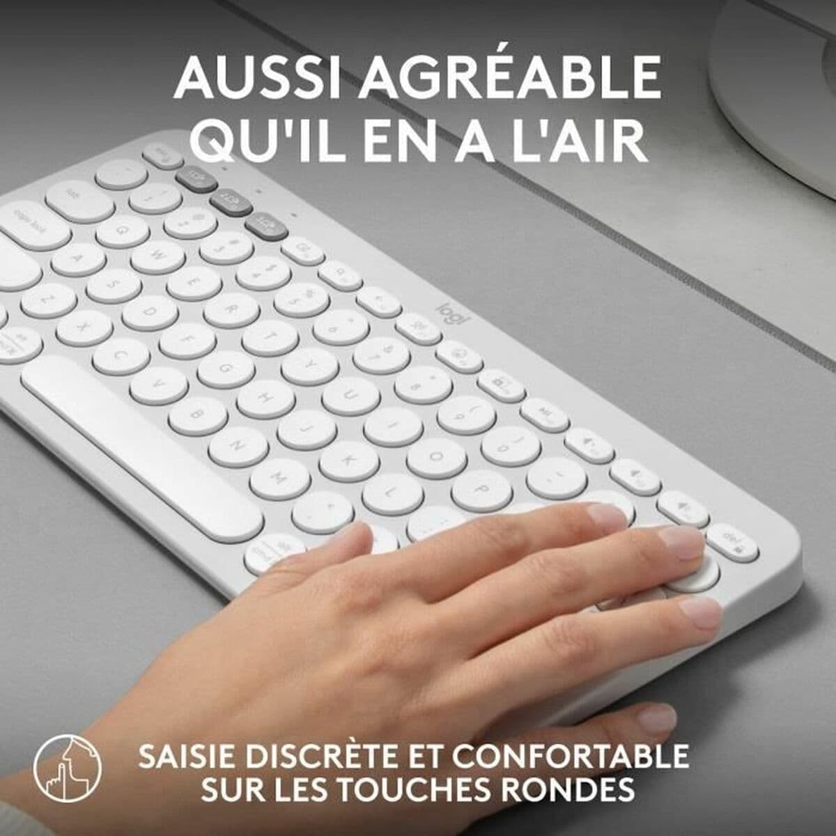 Teclado Bluetooth con Soporte para Tablet Logitech K380 Francés Blanco AZERTY - Image 5