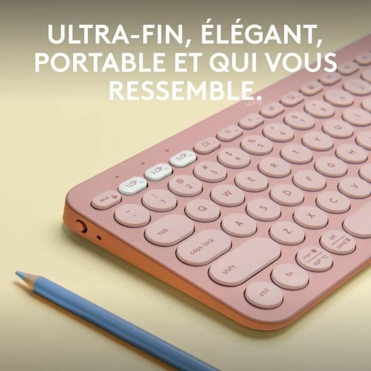Teclado Bluetooth con Soporte para Tablet Logitech K380 Francés Rosa AZERTY - Image 2