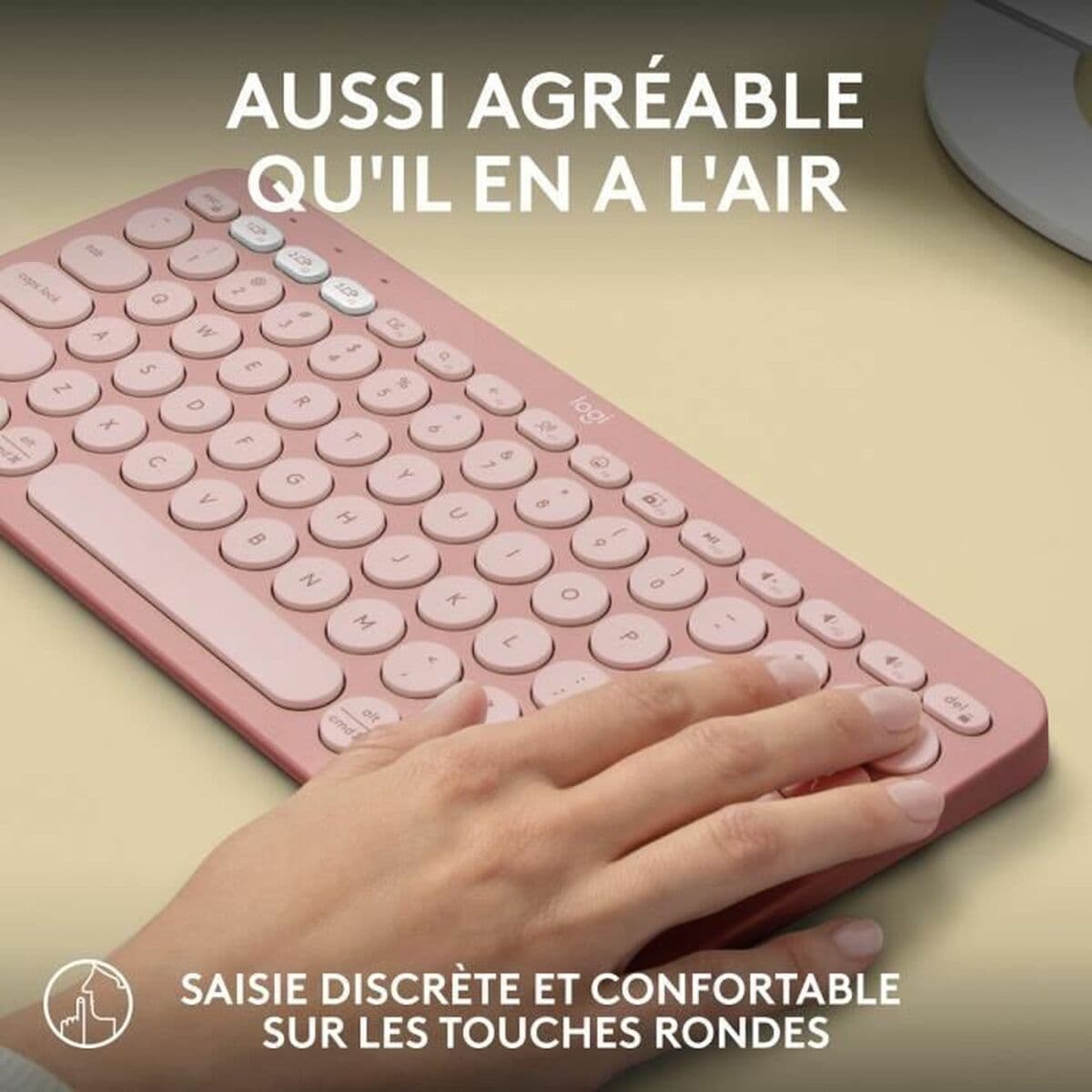 Teclado Bluetooth con Soporte para Tablet Logitech K380 Francés Rosa AZERTY - Image 5