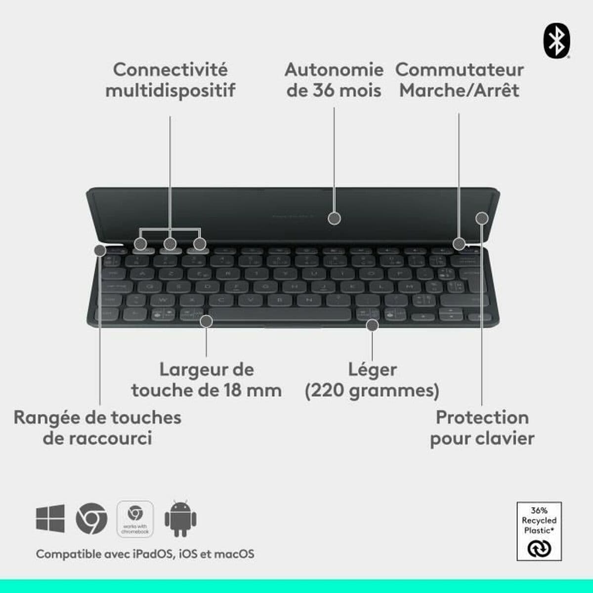 Funda para Tablet y Teclado Logitech Keys-to-Go 2 Gris Graphite - Image 6