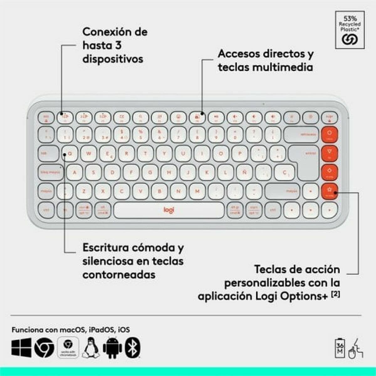 Clavier Logitech 920-013069 Blanc Orange - Image 15
