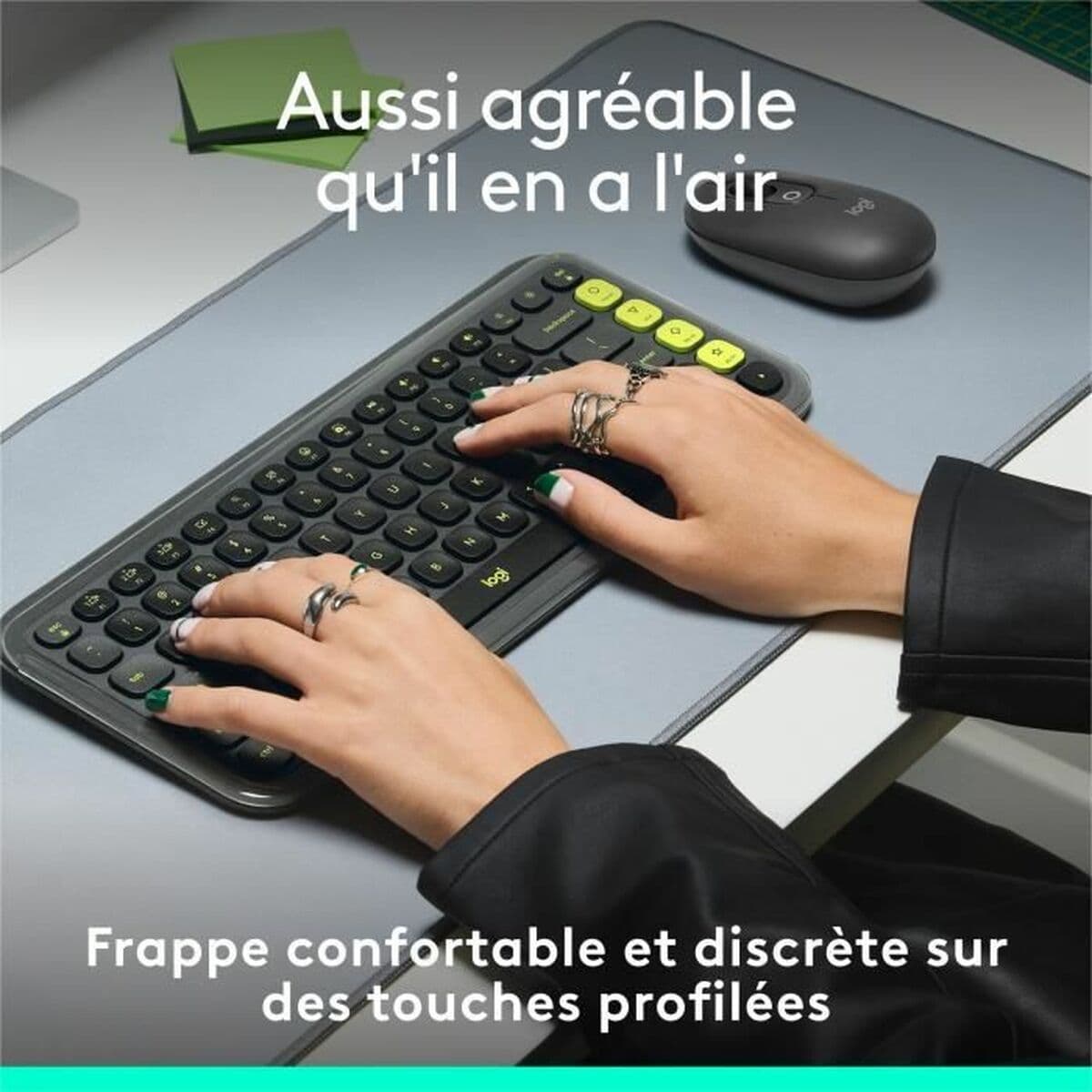 Drahtlose Tastatur Logitech Pop Icon Keys Dunkelgrau AZERTY - Image 3