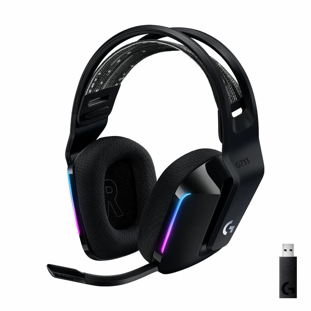 Gaming Headset mit Mikrofon Logitech G733 Lightspeed Headset Schwarz