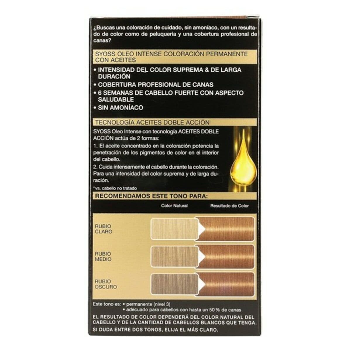 Permanente Kleur Syoss Olio Intense Honingblond Nº 8,60 Platinum Blonde Nº 8.60-Rubio Miel - Image 3