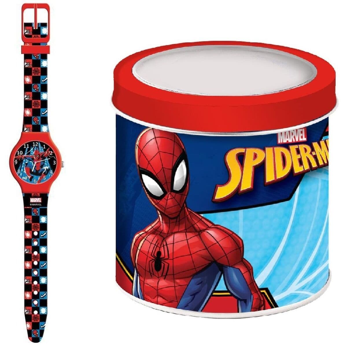Klokker for Nyfødte Spider-Man SPIDERMAN - TIN WATCH (Ø 33 mm)