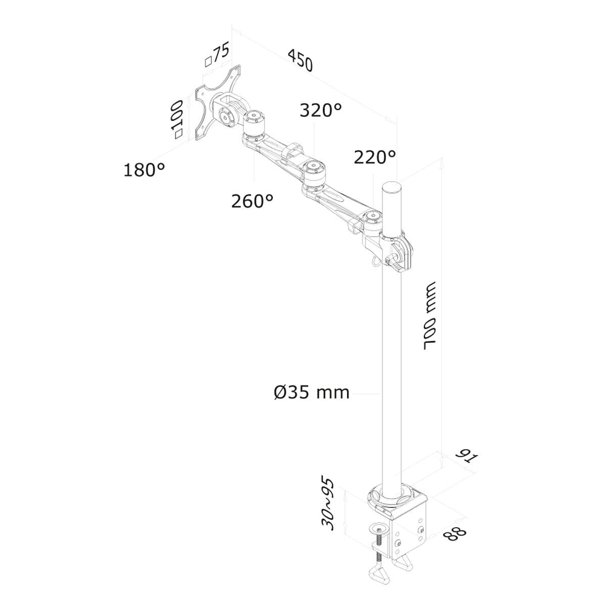 Support de table d'écran Neomounts FPMA-D935POLE70 10" 30" - Image 3