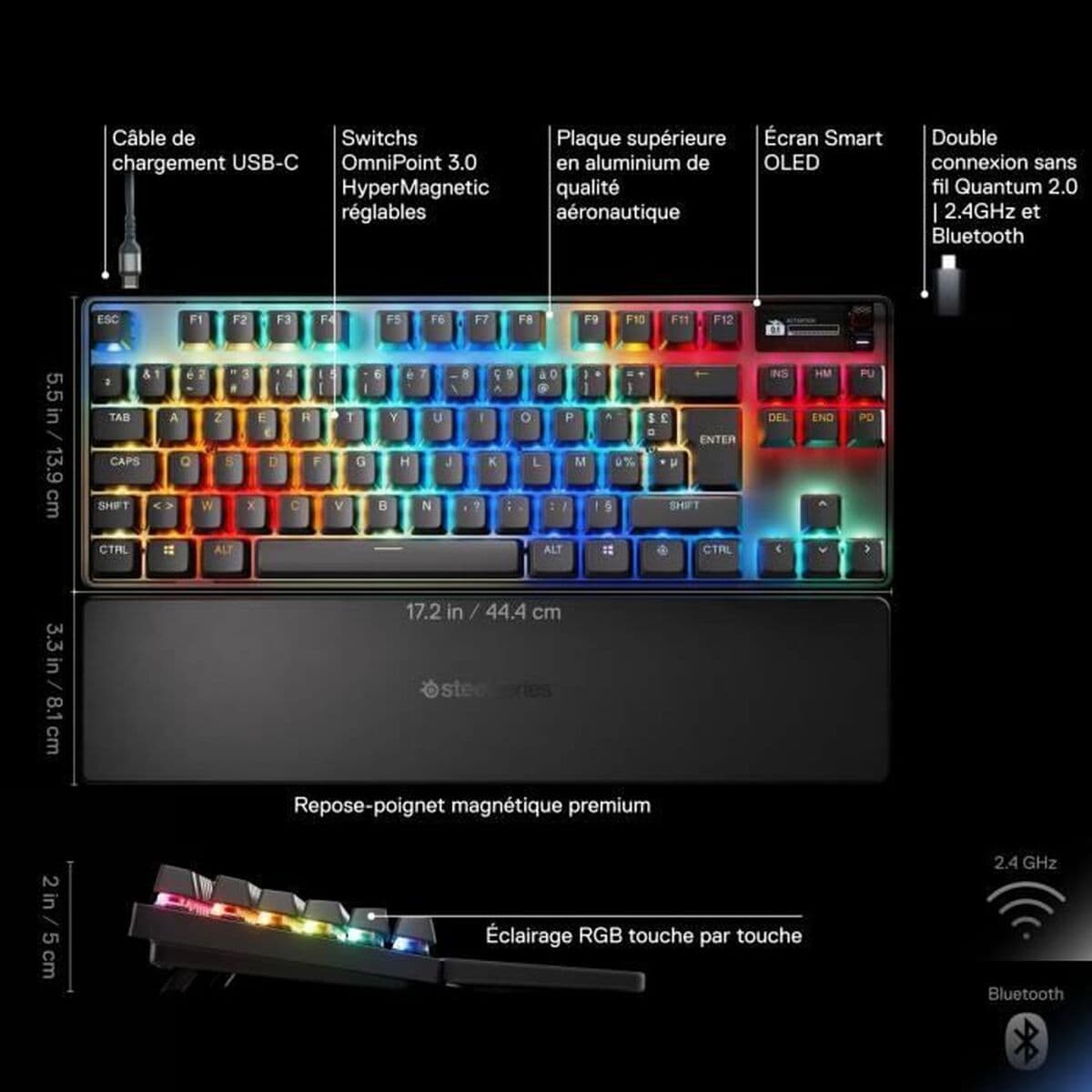 Bluetooth klaviatūra SteelSeries apex pro tkl wl gen 3 Juoda Azerty Prancūzų - Image 6