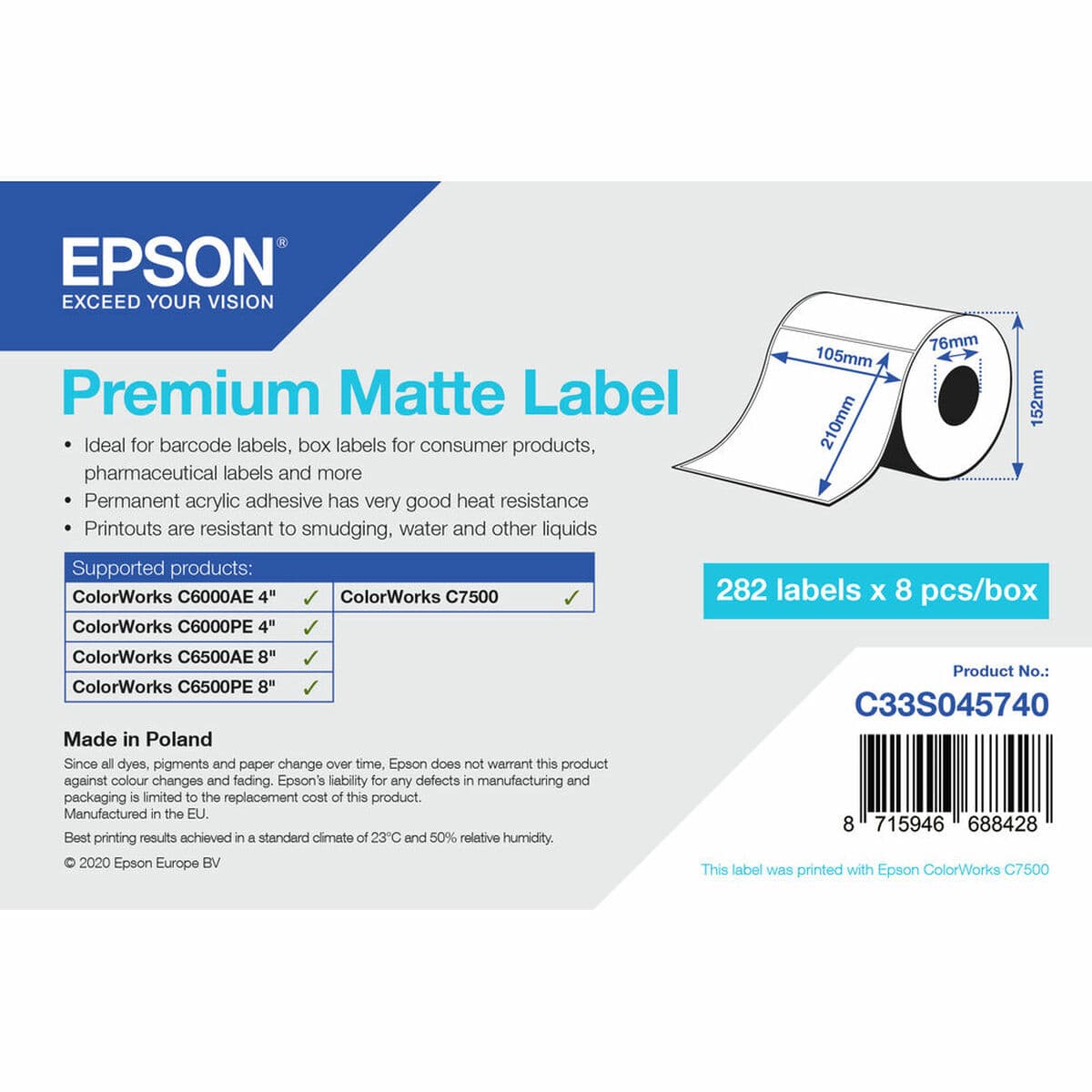 Etichete pentru Imprimantă Epson C33S045740 Ø 76,2 mm (1 Unități) (18 Unități)