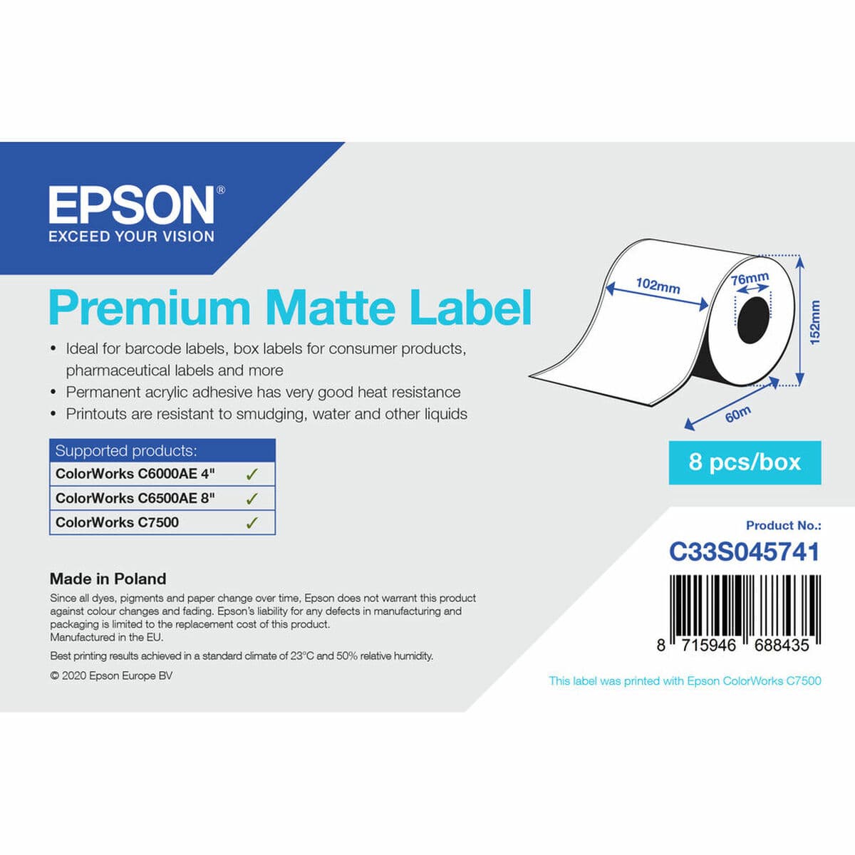 Etichete pentru Imprimantă Epson C33S045741 Ø 76,2 mm (1 Unități) (18 Unități)