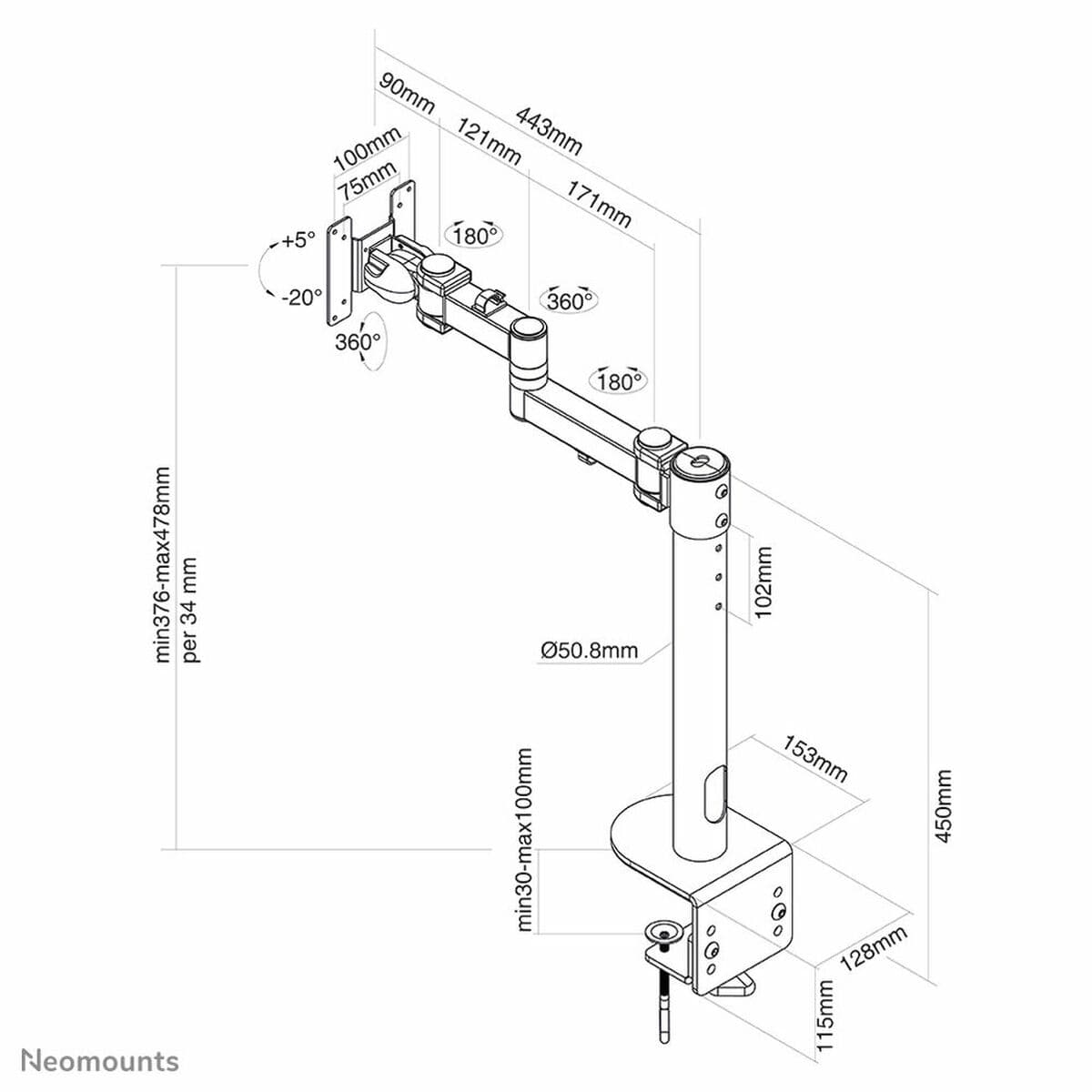 Suporte de Mesa para Ecrã Neomounts FPMA-D960BLACKPLUS   - Image 2