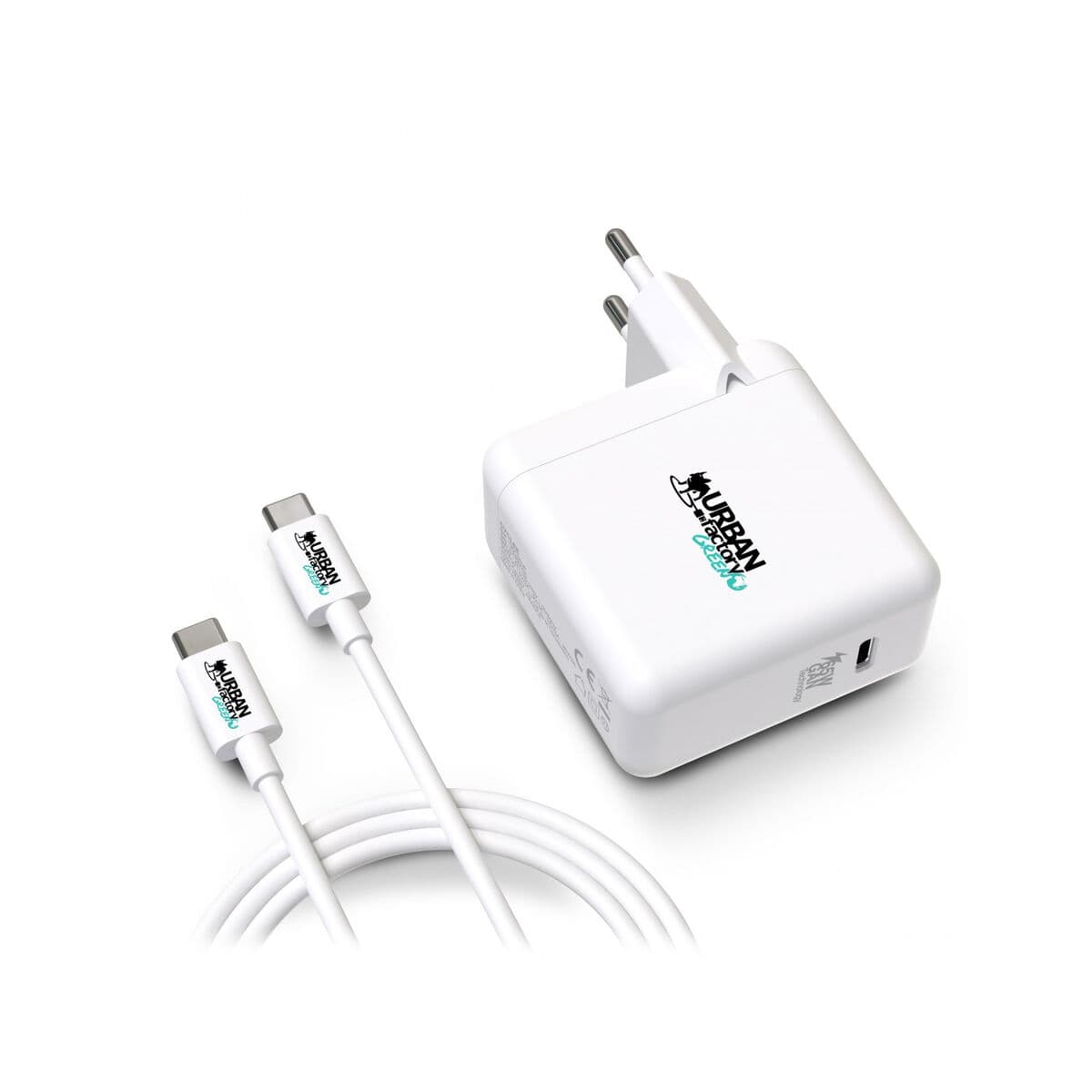 Chargeur Mural + Câble USB C Urban Factory GSC65UF Blanc - Image 3