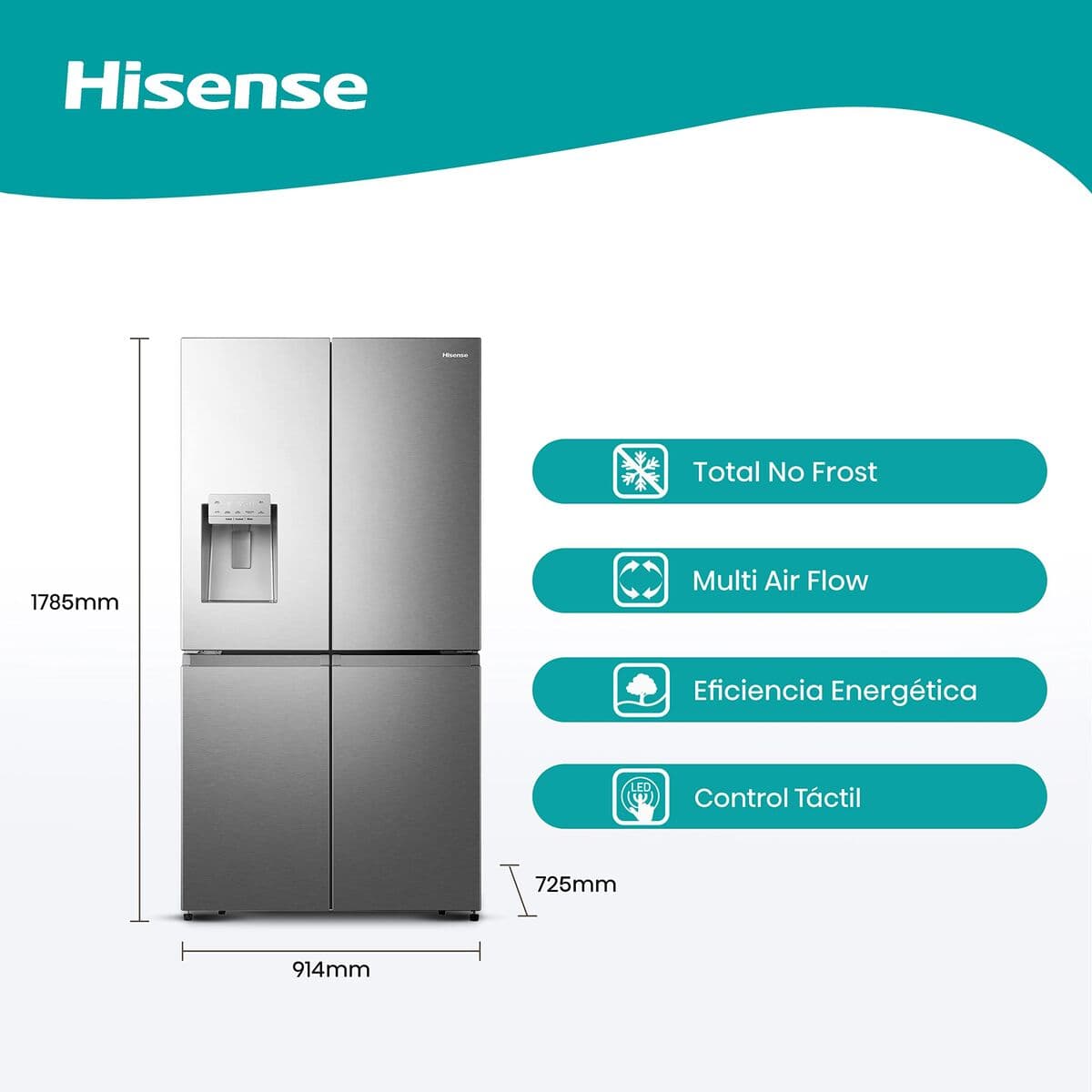 Frigorífico combinado Hisense RQ760N4SASE 179 Acero - Image 2