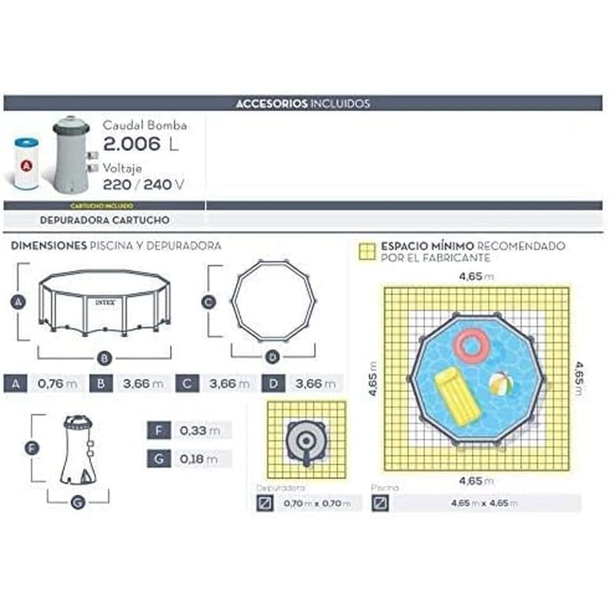 flyttbar pool Intex 26712 Reningsverk för simbassäng (Renoverade A) - Image 17