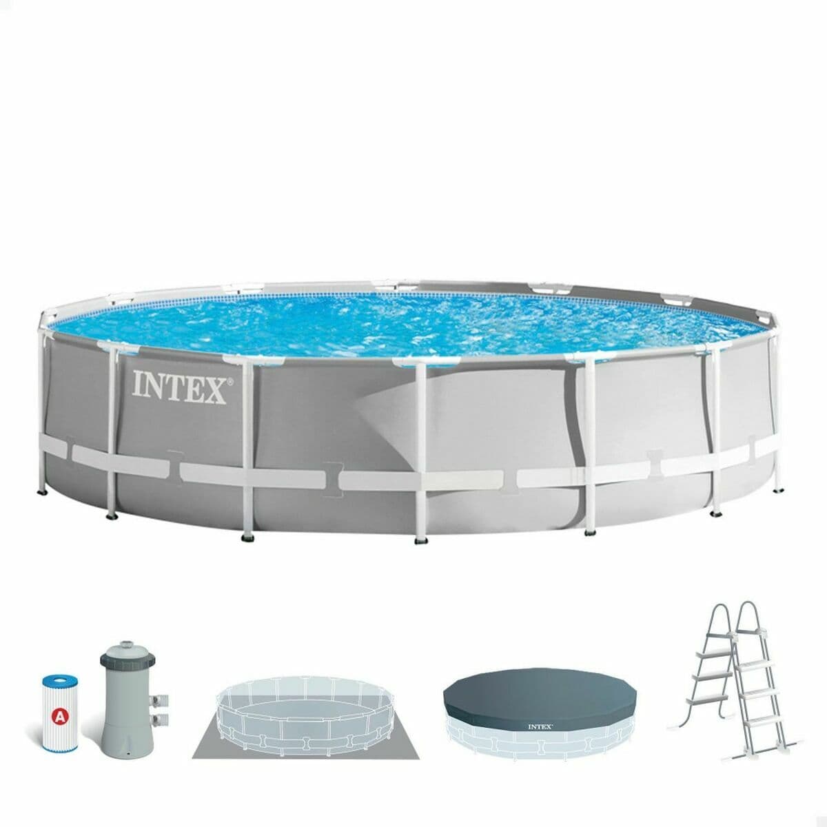 Piscina Desmontable Intex Prism Frame 457 x 107 cm 14.614 l Gris