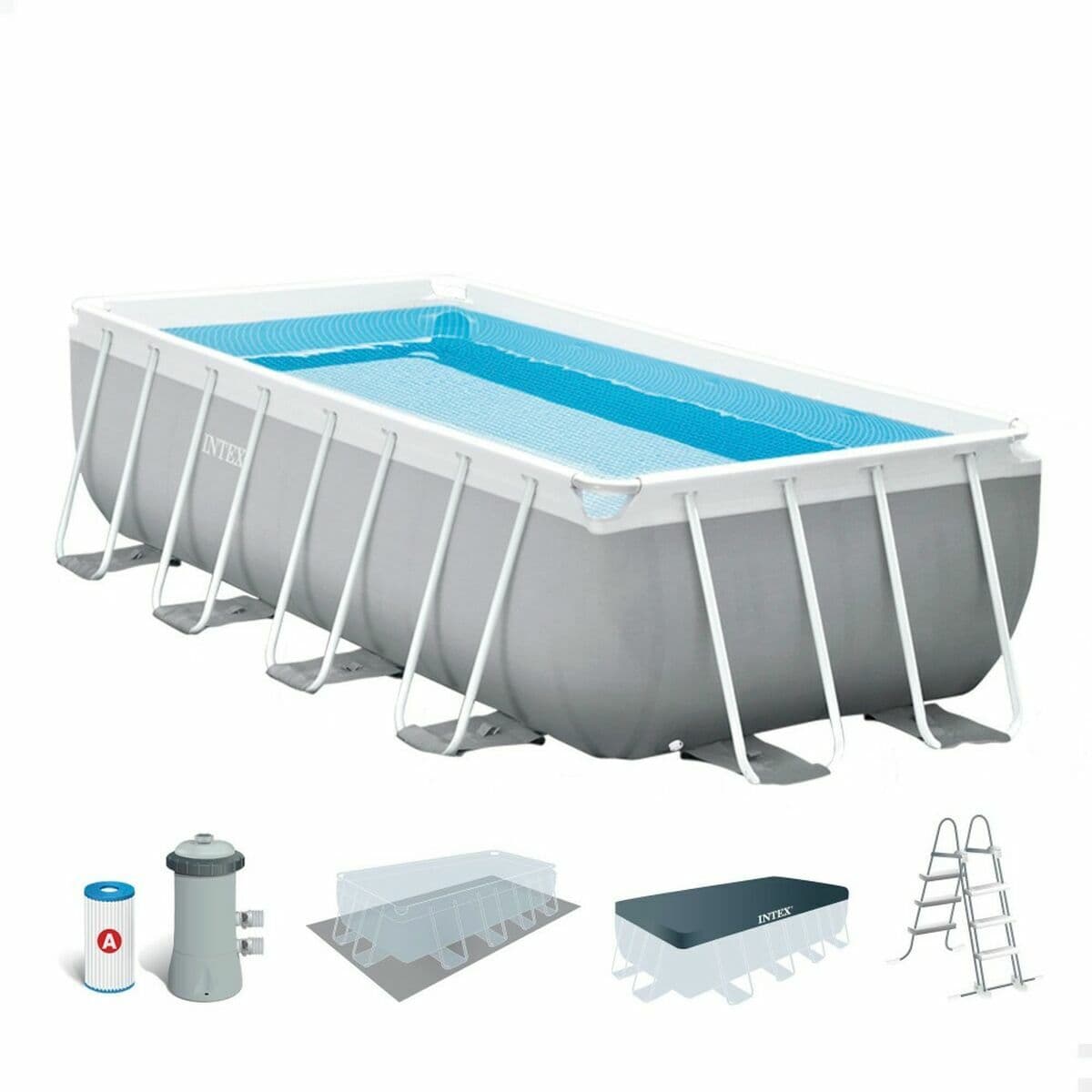 Piscina Desmontable Intex Prism Frame 488 x 244 x 107 cm 10.874 l Gris