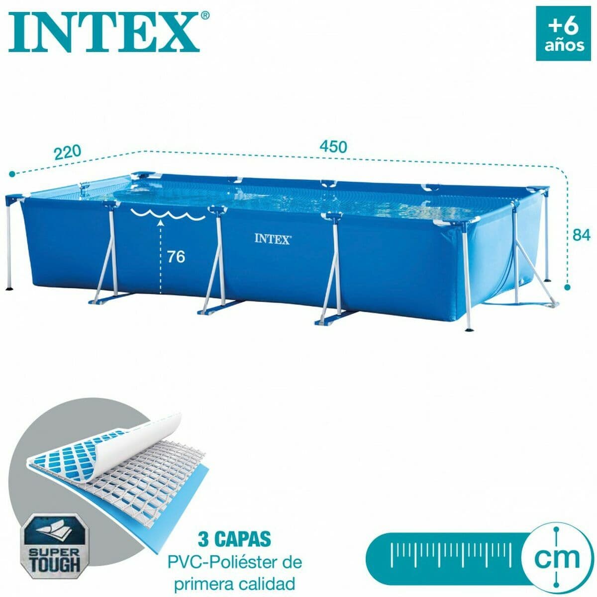 Piscina Desmontable Intex Frame 450 X 220 X 84 CM 7127 L Rectangular - Image 4