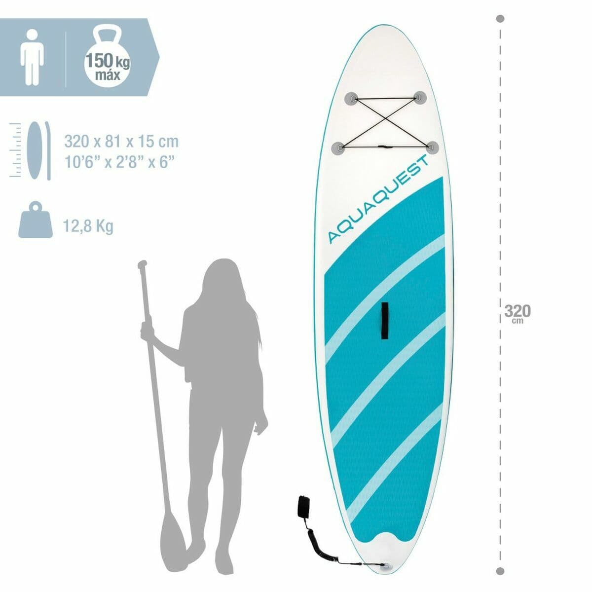 Tabla de Paddle Surf Hinchable con Accesorios Intex Aqua Quest Azul Blanco - Image 6