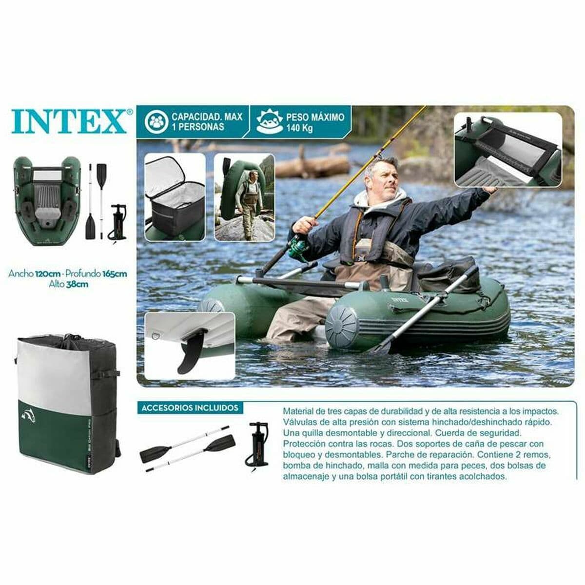 Barca Hinchable Intex Big Catch Pro 165 x 120 x 38 cm - Image 2