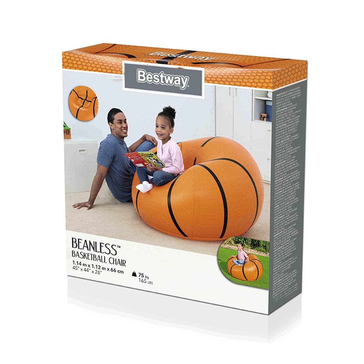 Piepūšamais baseina krēsls Bestway Oranžs 114 x 112 x 66 cm 112 x 114 x 66 cm Basketbols - Image 2