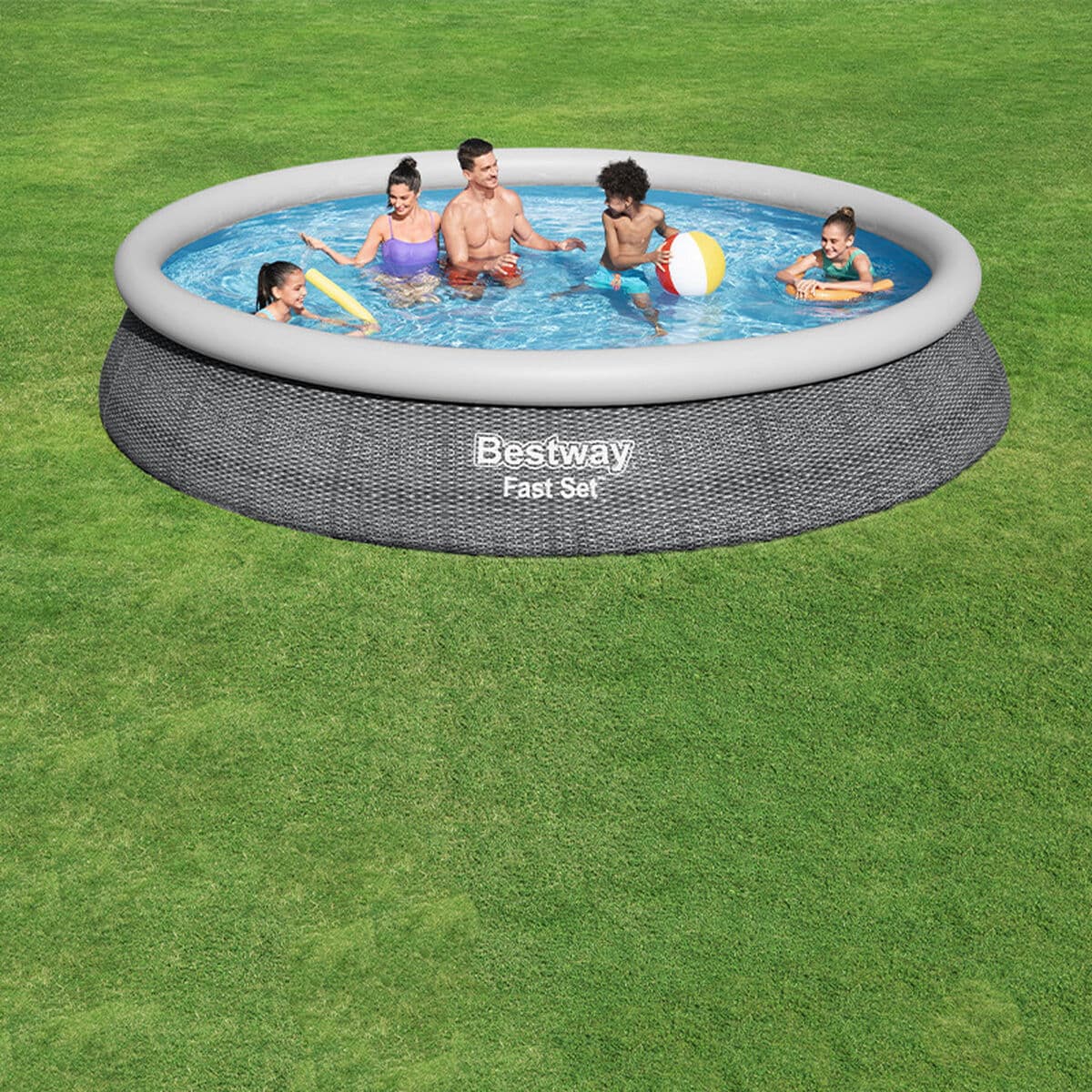 Bestway Piscina Hinchable Adulto Aro Ratan con Depurador 475x84 cm Jardin 57313 - Image 7