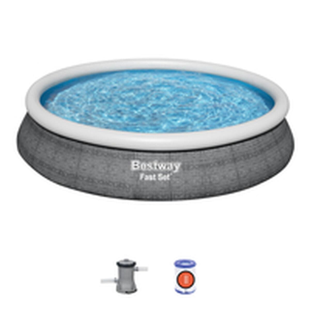 Bestway Piscina Hinchable Adulto Aro Ratan con Depurador 475x84 cm Jardin 57313 - Image 8