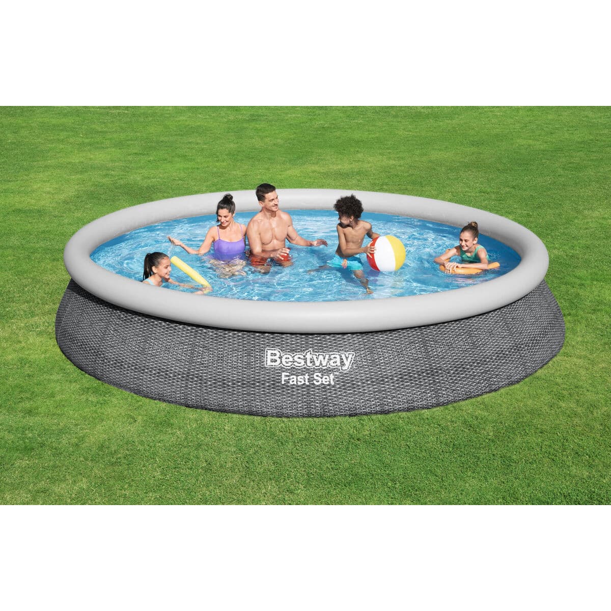 Bestway Piscina Hinchable Adulto Aro Ratan con Depurador 475x84 cm Jardin 57313 - Image 2