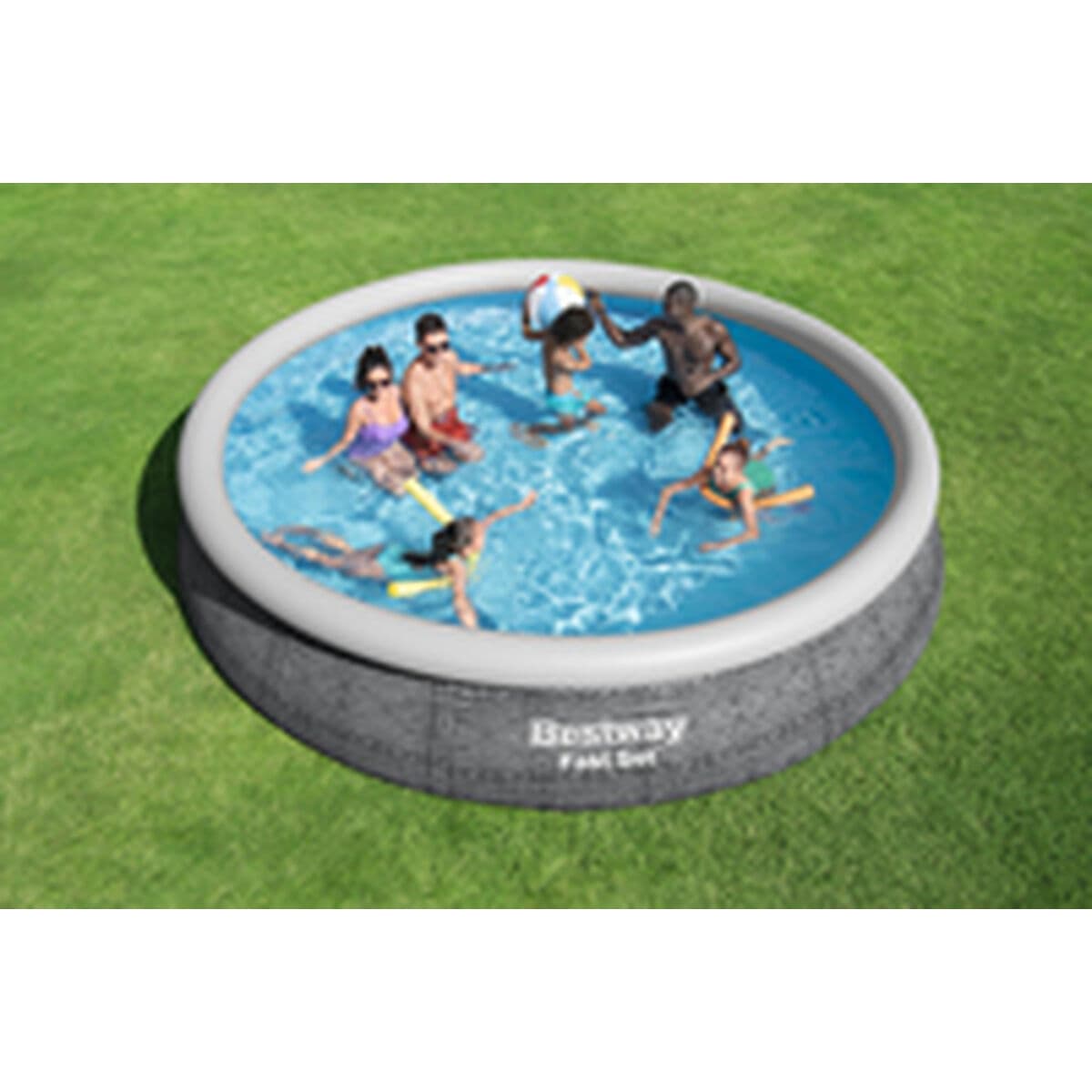 Bestway Piscina Hinchable Adulto Aro Ratan con Depurador 475x84 cm Jardin 57313 - Image 3
