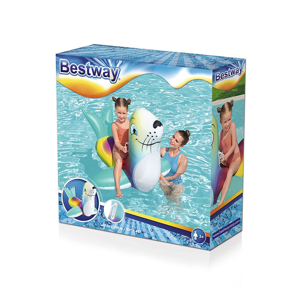 Bestway Uppblåsbar Sälfigur med Handtag 157x114 cm +3 År Strand och Pool 41479 - Image 2