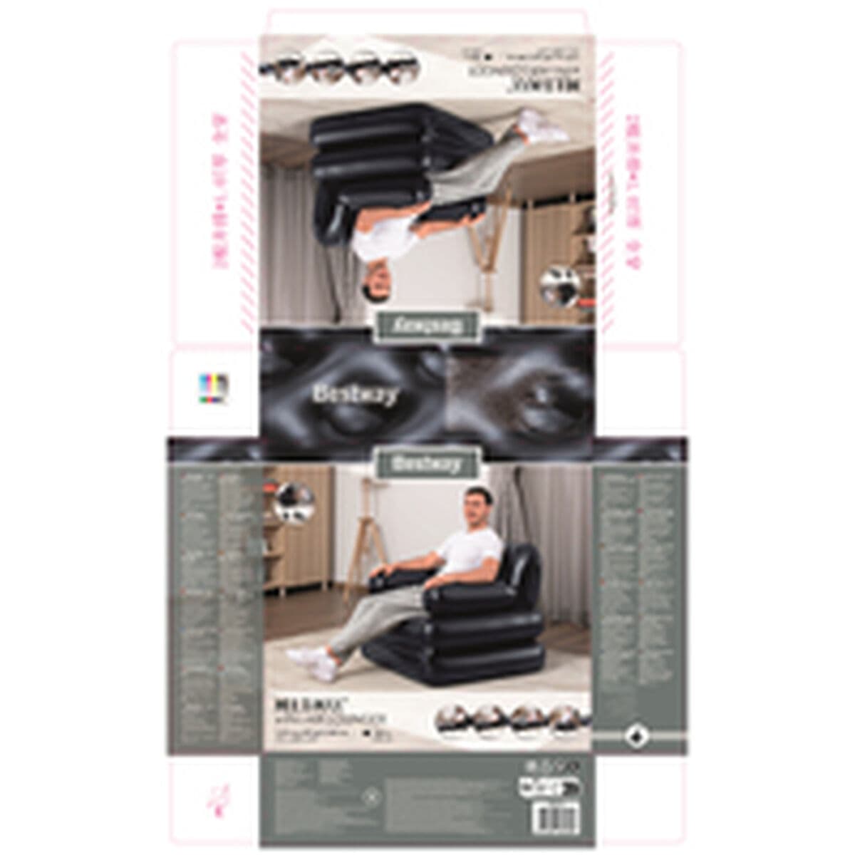 Pripučiamas fotelis Bestway 191 x 38 x 25 cm Juoda - Image 12