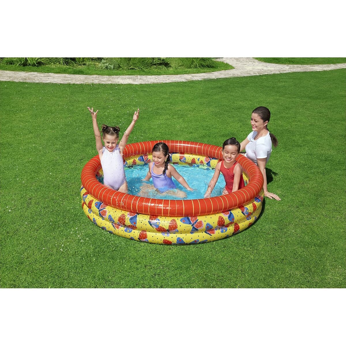 Bestway Barns Uppblåsbar Pool 3 Ringar Fjärilar 168x38 cm +2 år Trädgård 51202 - Image 12