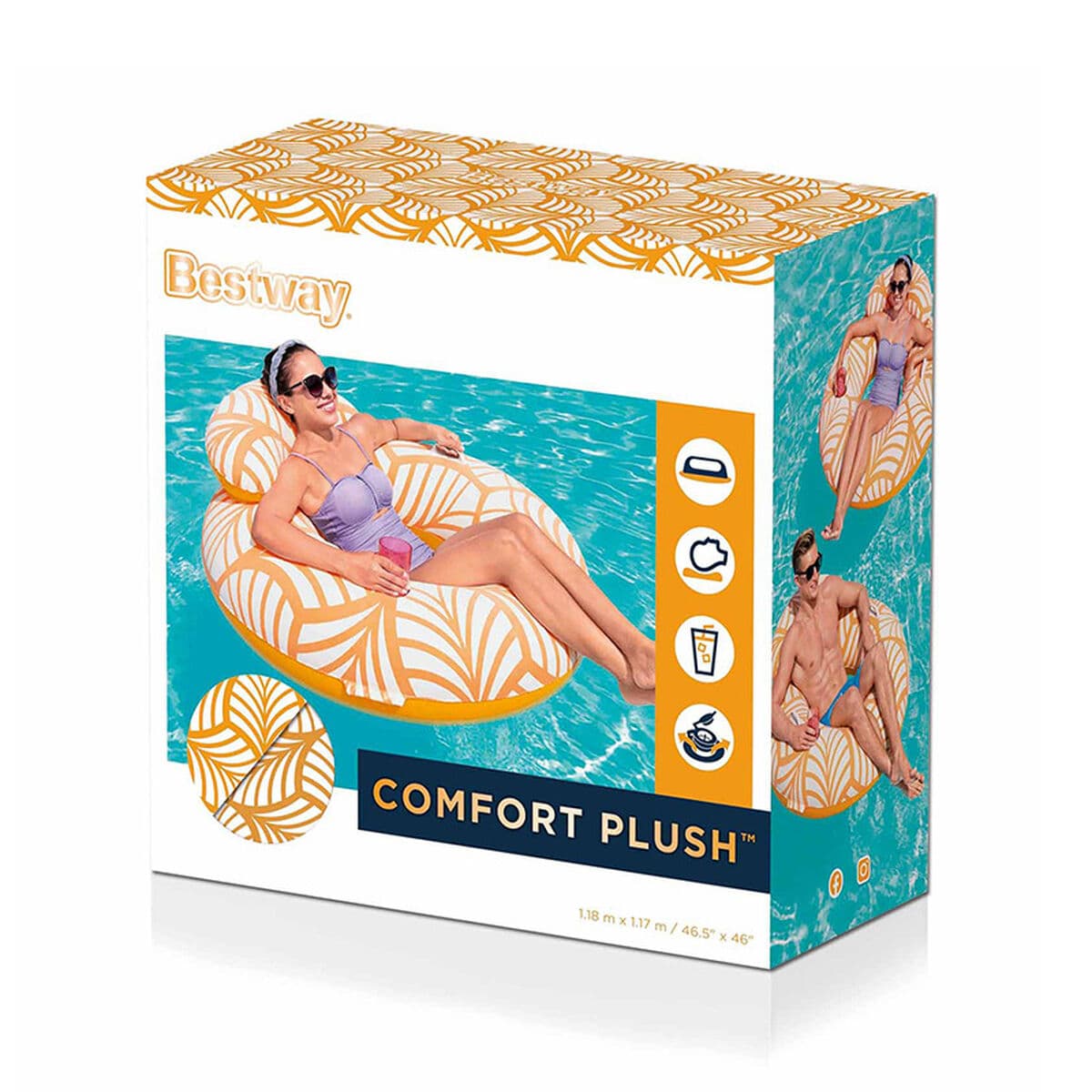 Bestway Sillon Hinchable Confort Deluxe con Respaldo y Asas 118x117 cm Playa y Piscina 43643 - Image 2