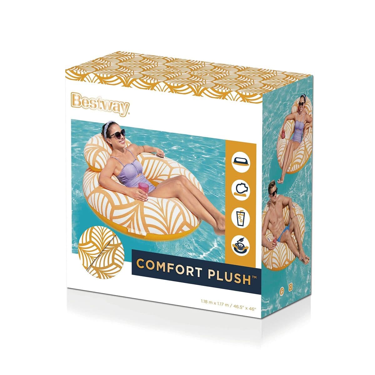 Bestway Sillon Hinchable Confort Deluxe con Respaldo y Asas 118x117 cm Playa y Piscina 43643 - Image 9